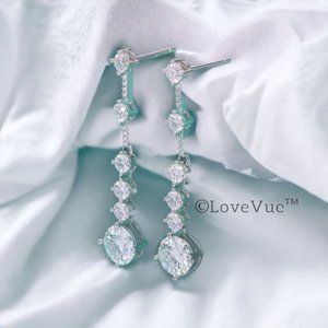 Certified 4ct. t.w. Diamond Linear Long Drop Earrings